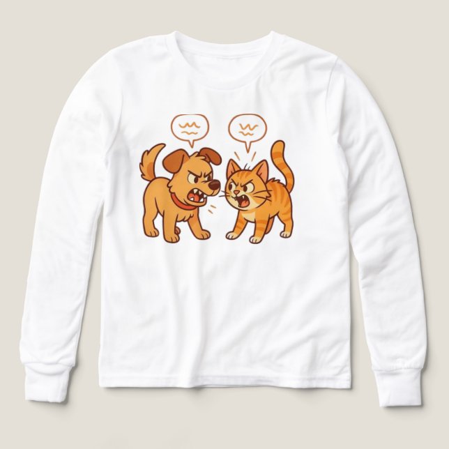 Katt- och hundkonflikt t shirt (Design framsida)