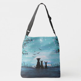 Katt- och hundvintersolnedgång axelväska