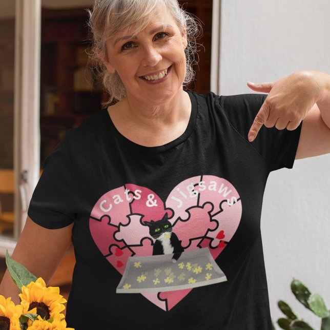 Katt- och Jigsaws-pussel älskare T Shirt (Cats and Jigsaws)