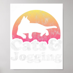 Katt och joggande Manar eller kvinnokatt Poster