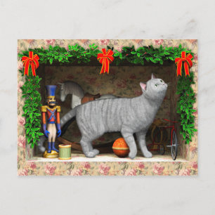 Katt och jul saker helg vykort