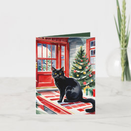 Katt och Julgran i julklapp Helgkort