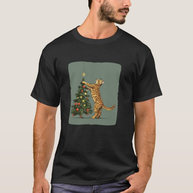 Katt och Julgran T Shirt (Framsida)