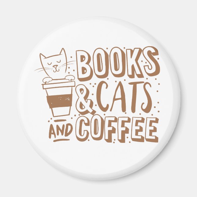 Katt och kaffe av bokar magnet (Framsidan)