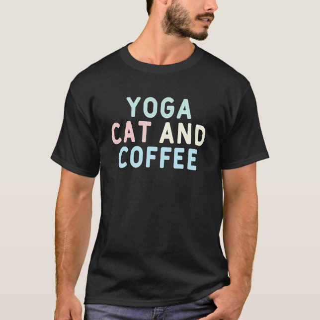 Katt och kaffe av Yoga T Shirt (Framsida)