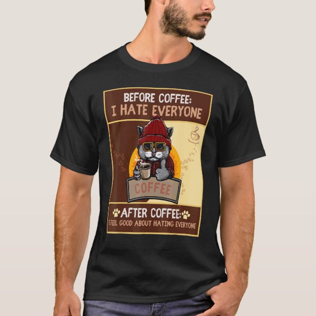 Katt Och Kaffe Berättelse T Shirt (Framsida)