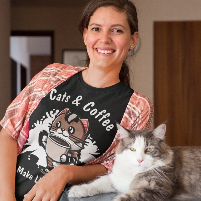 Katt och kaffe gör Anpassningsbarna livskraftig T Shirt (Skapare uppladdad)