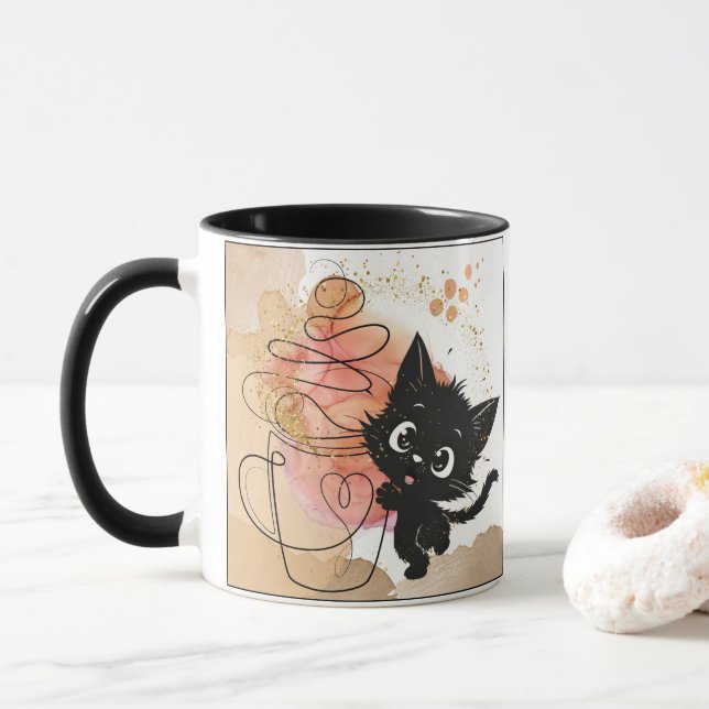 Katt och kaffe.. min furrvorit! :) Cute, funny Mugg (Med munk)