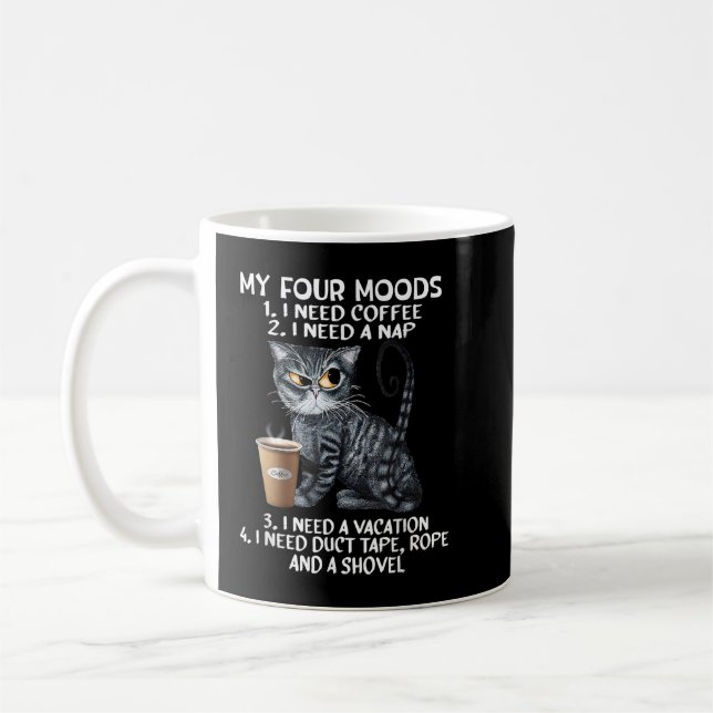 Katt och kaffe, min fyra mood, Kat Lovers, kaffe Kaffemugg (Vänster)