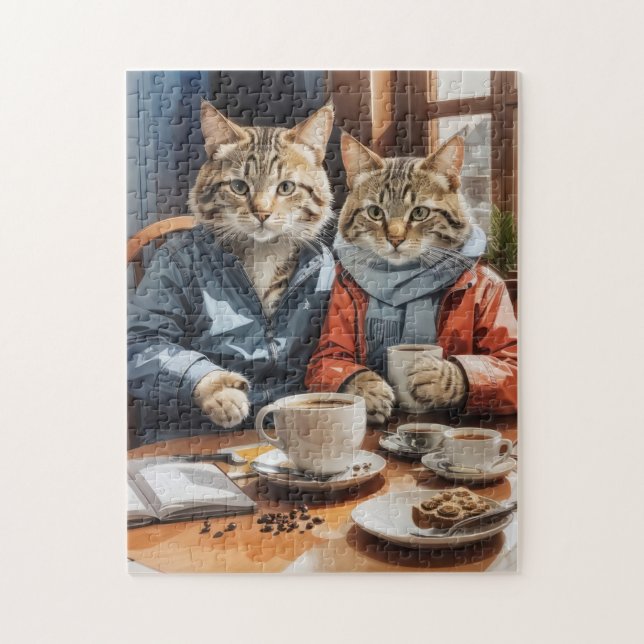 Katt och kaffe pussel (Vertikal)