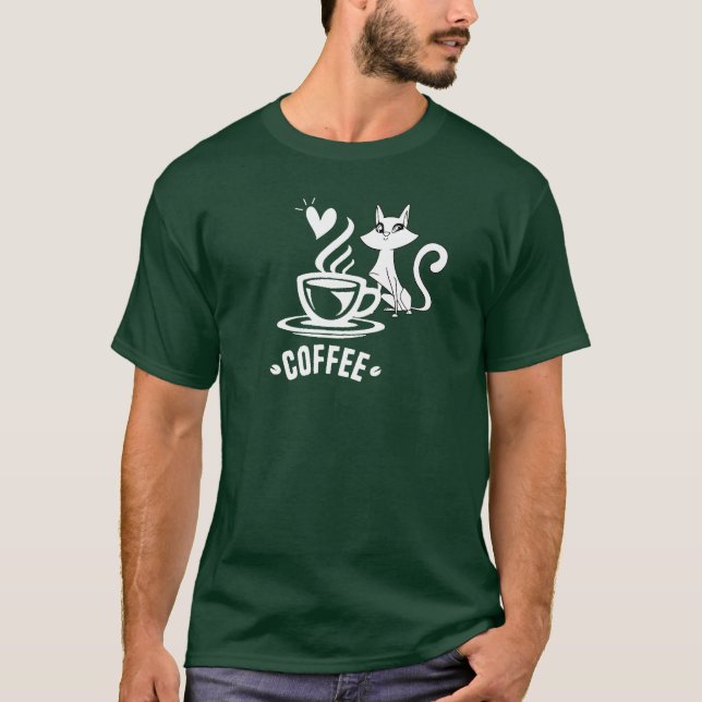 Katt och kaffe t shirt (Framsida)