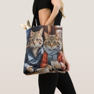 Katt och kaffe tygkasse