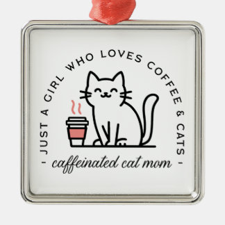 Katt- och kaffebetonad tjejig estetik julgransprydnad metall