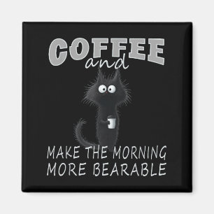 Katt- och kaffedesign för t-shirt, rolig katt-morg magnet