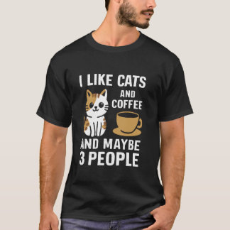 Katt- och kaffelskare Söt Jag gillar katter och ka T Shirt