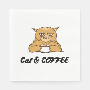 Katt- och kaffesyndel, kaffekoffedesign, gift-idé pappersservett