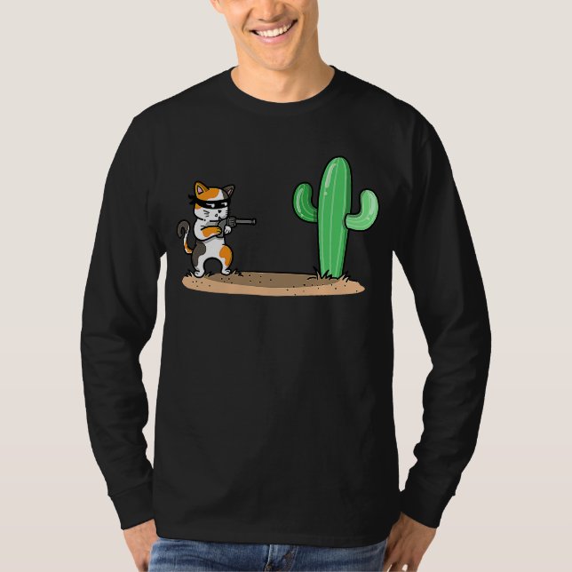 katt och kaktus t shirt (Framsida)