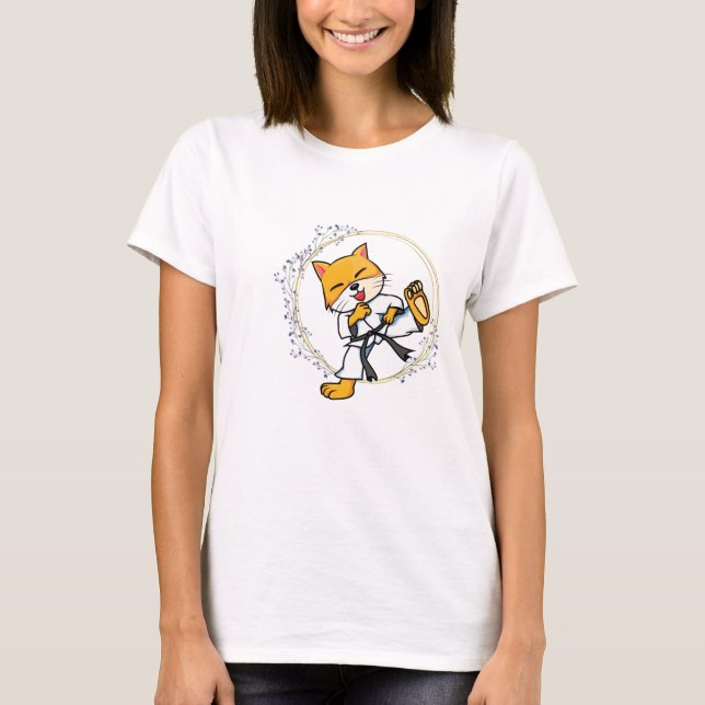 katt och karate t shirt (Framsida)