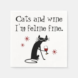 Katt och Kattdjuret Vin Bra Vin Pun med Katt Pappersservett