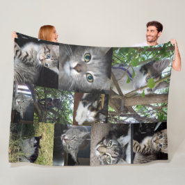 Katt- och kattfoto-kollage. fleecefilt