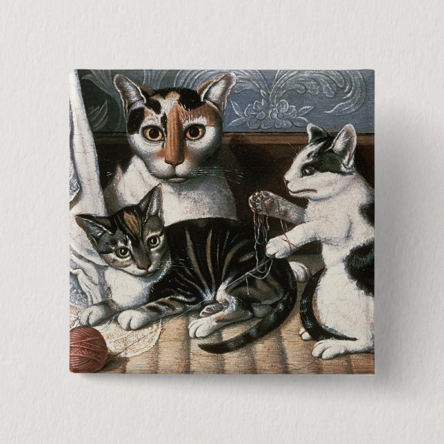 Katt och kattungar, c.1872-1883 knapp (Framsida)