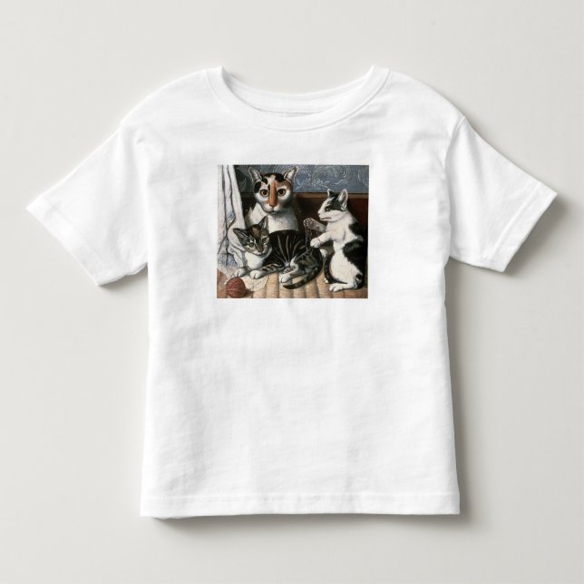 Katt och kattungar, c.1872-1883 tee (Framsida)