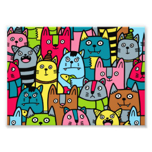 Katt och kattungar fototryck