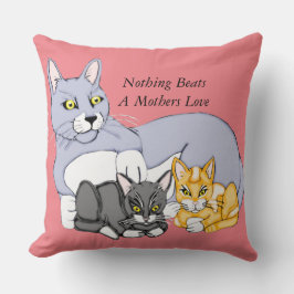 Katt och kattungar i mammor Kärlek Kudde