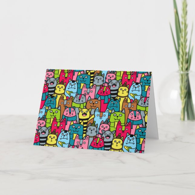 Katt och kattungar kort (Framsida)