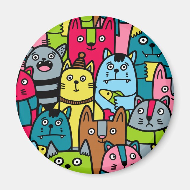 Katt och kattungar magnet (Framsidan)