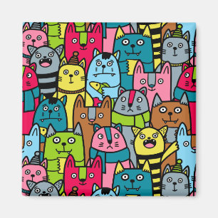 Katt och kattungar magnet
