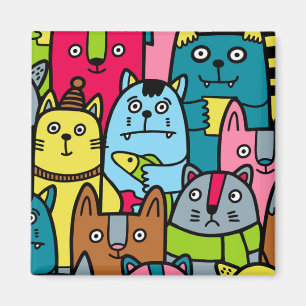 Katt och kattungar magnet