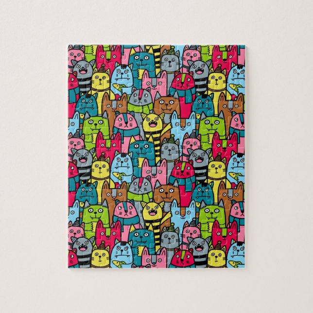 Katt och kattungar pussel (Vertikal)