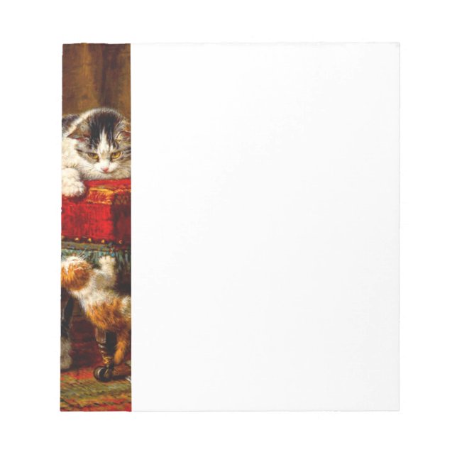 Katt och kattungar som leker med stol anteckningsblock (Framsida)