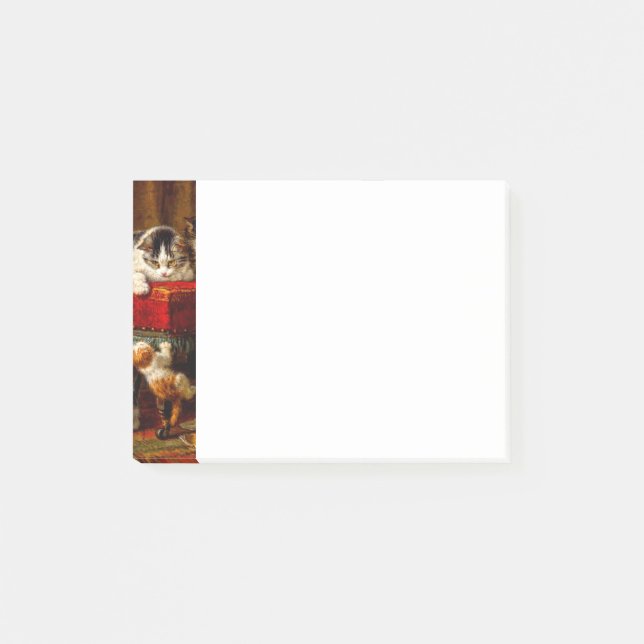 Katt och kattungar som leker med stol post-it block (Framsida)