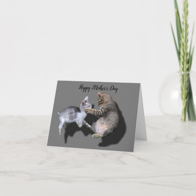 Katt och kattunge skugga mors dagskort helgkort (Framsida)