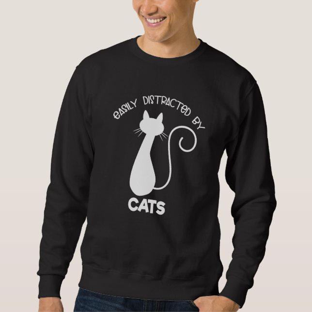 Katt och kattunge som lätt distraherats av katter lång ärmad tröja (Framsida)