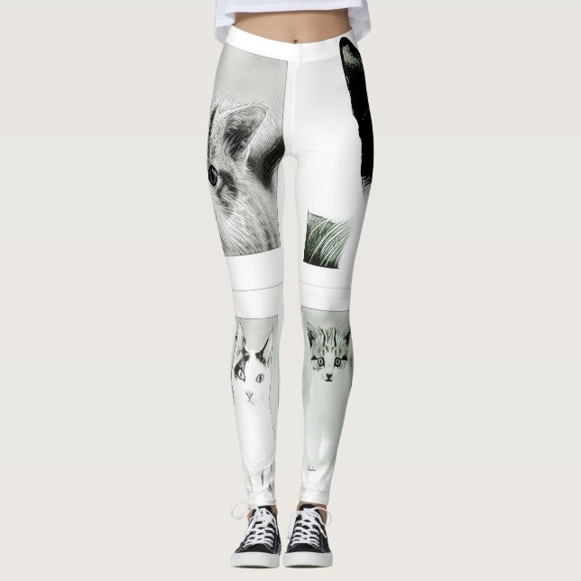 Katt och kittens Collage Funky Leggings (Framsida)