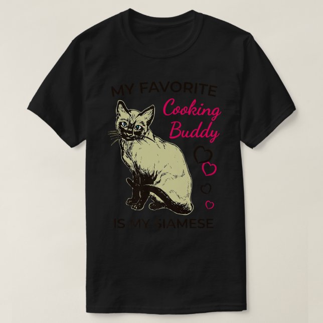 Katt och kokning av siamesiska t shirt (Design framsida)