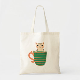 Katt och Kopp Mönster Tote bags Tygkasse
