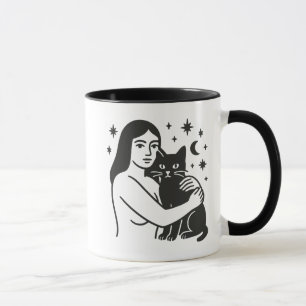 Katt och kvinna mugg