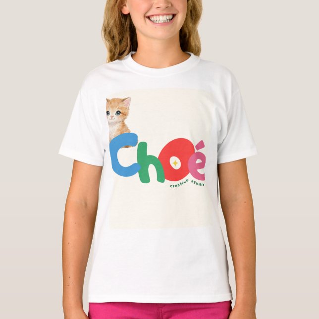 Katt och kyckling design t-shirt (Framsida)