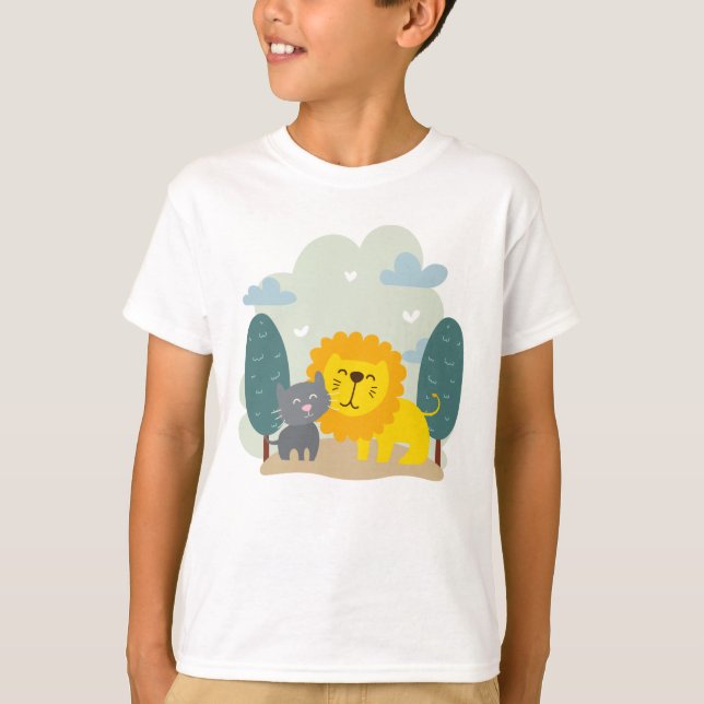 Katt och Lejon bästa vän T Shirt (Framsida)