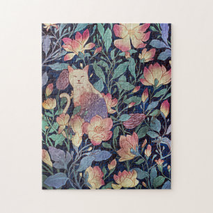 Katt- och magnoliefläder pussel