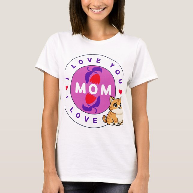 Katt och mamma design t-shirt (Framsida)