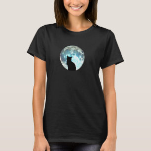 Katt och måne jamar i månskuggans blå måne 02 t shirt