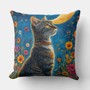 Katt och måne kudde