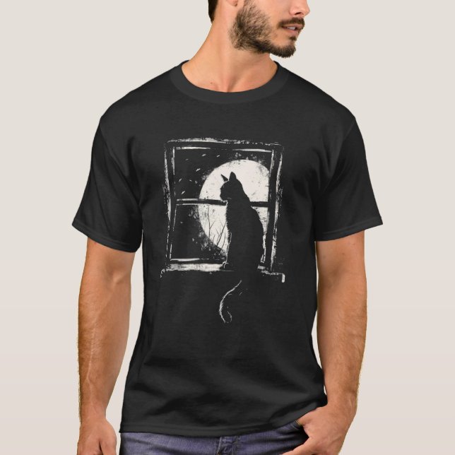 Katt och måne t shirt (Framsida)