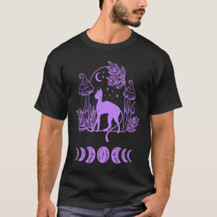 Katt och månfas Häxig New Age Lila Dam T Shirt