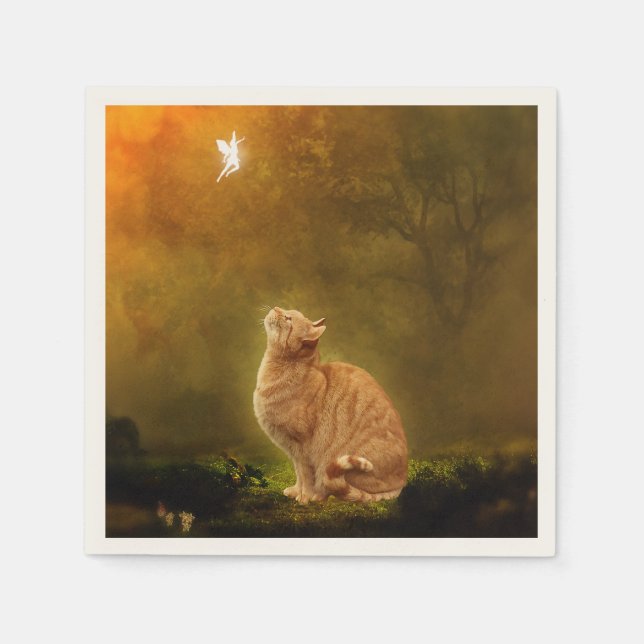 Katt och mjölk pappersservett (Framsidan)